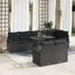 vidaXL Ensemble de canapé de jardin 9 pièces avec des coussins en poly rotin noir.