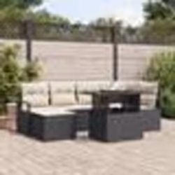 vidaXL Ensemble de canapé de jardin 7 pièces avec coussins noirs en rattan poly