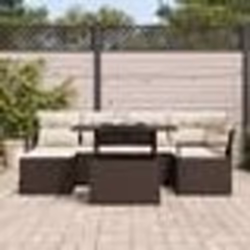 vidaXL Ensemble de canapé de jardin 7 pièces avec coussins marron en poly rattan