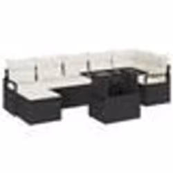 vidaXL Canapé de Jardin 8 Pièces avec Coussins Noir en Rattan Polyéthylène