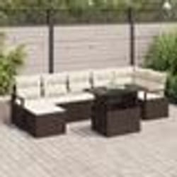 vidaXL Ensemble de canapés de jardin 8 pièces avec des coussins en rotin synthétique marron.