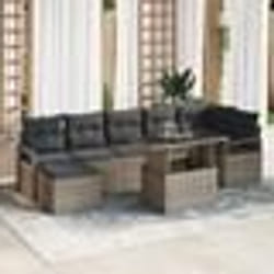 vidaXL Ensemble de canapés de jardin 8 pièces avec coussins gris en rattan synthétique