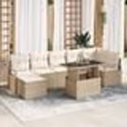 vidaXL Set de canapés de jardin 8 pièces avec coussins en rotin poly beige.