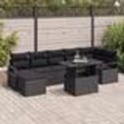 vidaXL Ensemble canapé de jardin 8 pièces avec coussins en rattan poly noir