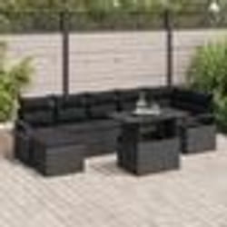 vidaXL Ensemble canapé de jardin 8 pièces avec coussins en rattan poly noir
