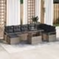 vidaXL Set de canapé de jardin 9 pièces avec coussins gris en poly rotin.