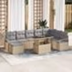 vidaXL Set de canapé de jardin 9 pièces avec des coussins en poly rotin beige
