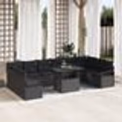 vidaXL Ensemble de Canapé de Jardin 11 Pièces Noir en Poly Rattan avec Coussins