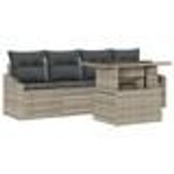 vidaXL Ensemble de canapé de jardin 5 pièces avec coussins gris clair en poly rotin