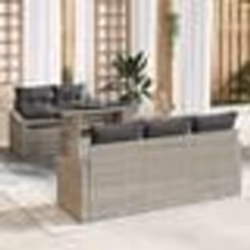 vidaXL Canapé de jardin 6 pièces avec coussins en polyrotin gris clair