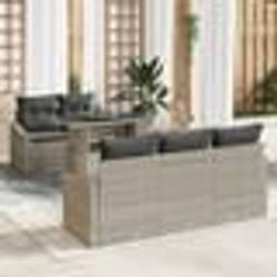 vidaXL Canapé de jardin 6 pièces avec coussins en polyrotin gris clair