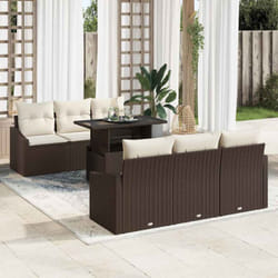 vidaXL Set de Canapé de Jardin 7 pièces avec coussins marron en rattan synthétique