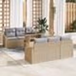 vidaXL Ensemble de canapé de jardin 7 pièces avec des coussins en rotin beige.
