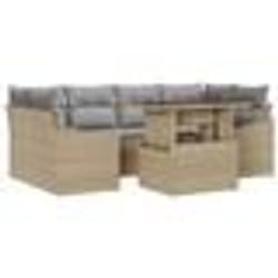 vidaXL Ensemble de canapé de jardin 7 pièces avec coussins beiges en rotin synthétique