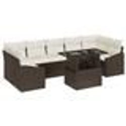 vidaXL Ensemble de canapé de jardin 8 pièces avec coussins en poly rattan marron