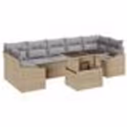 vidaXL Canapé de jardin 9 pièces avec coussins en polyrotin beige