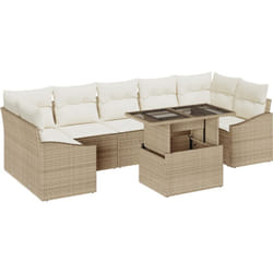 Ensemble de canapés de jardin 8 pièces avec coussins beige en résine tressée Vidaxl