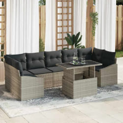 vidaXL Ensemble de Canapés de Jardin 8 Pièces avec Coussins Gris Clair en Rattan Synthétique