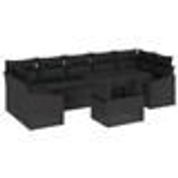 vidaXL Canapé de jardin 8 pièces avec coussins noirs en poly rotin