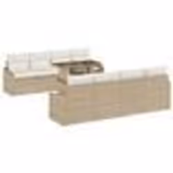 vidaXL Ensemble de Canapé de Jardin 9 Pièces avec Coussins Beige en Rattan Synthétique