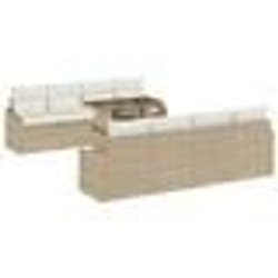 vidaXL Ensemble de Canapé de Jardin 9 Pièces avec Coussins Beige en Rattan Synthétique