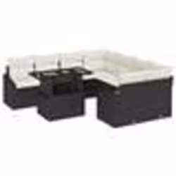 vidaXL Ensemble de jardin 9 pièces avec coussins noirs en poly rotin