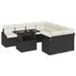 vidaXL Ensemble de jardin 9 pièces avec coussins noirs en poly rotin