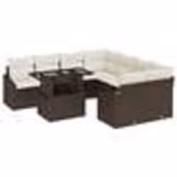 vidaXL Ensemble de canapé de jardin 9 pièces avec coussins en poly rotin brun.