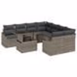 vidaXL Set de canapé de jardin 9 pièces avec des coussins en poly rotin gris
