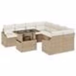 vidaXL Set de canapé de jardin 9 pièces avec coussins beiges en poly rotin