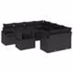 vidaXL Ensemble de canapés de jardin 9 pièces avec des coussins en polyrotin noir