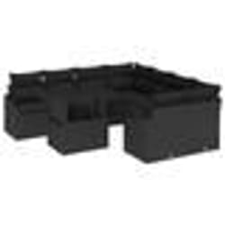 vidaXL Ensemble de canapés de jardin 9 pièces avec des coussins en polyrotin noir