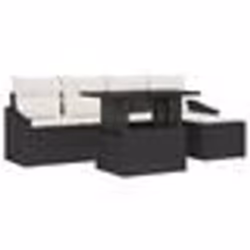 vidaXL Ensemble de canapé de jardin 6 pièces avec coussins en polyrotin noir