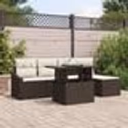 vidaXL Set de canapé de jardin 6 pièces avec coussins marron en poly rotin