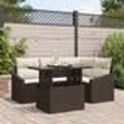 vidaXL Ensemble de canapé de jardin 5 pièces avec coussins marron en polyrotin