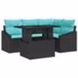 vidaXL Ensemble de canapé de jardin 6 pièces avec coussins en rotin noir