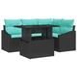 vidaXL Ensemble de canapé de jardin 6 pièces avec coussins en rotin noir