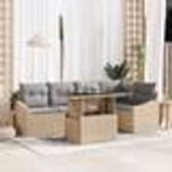 vidaXL Set de canapé de jardin 6 pièces avec coussins en rotin synthétique beige
