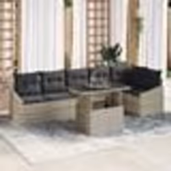 vidaXL Set de canapé de jardin 7 pièces avec coussins gris clair en rotin synthétique.