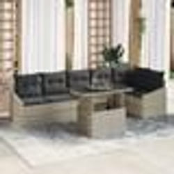 vidaXL Set de canapé de jardin 7 pièces avec coussins gris clair en rotin synthétique.