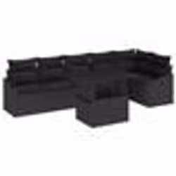 vidaXL Ensemble de canapé de jardin 7 pièces avec coussins noirs en poly rotin