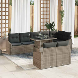 vidaXL Ensemble de canapé de jardin 9 pièces avec coussins gris en poly rotin