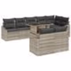 vidaXL Ensemble de Canapé de Jardin 9 Pièces avec Coussins Gris Clair en Rattan Synthétique