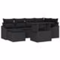 vidaXL Ensemble de canapés de jardin 7 pièces avec coussins noirs en poly rattan