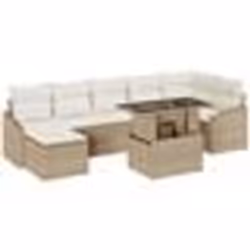 vidaXL Canapé de jardin 8 pièces avec coussins en polyrotin beige