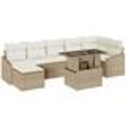 vidaXL Canapé de jardin 8 pièces avec coussins en polyrotin beige