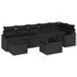 vidaXL Ensemble de canapé de jardin 8 pièces avec coussins en polyrotin noir