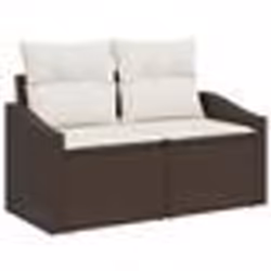 vidaXL Ensemble de canapés de jardin en 9 pièces avec coussins marron en poly rotin