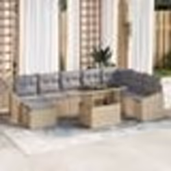 vidaXL Ensemble de mobilier de jardin 9 pièces avec des coussins en polyrotin beige.