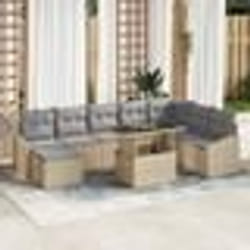 vidaXL Ensemble de mobilier de jardin 9 pièces avec des coussins en polyrotin beige.